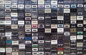 Cassettes in a window